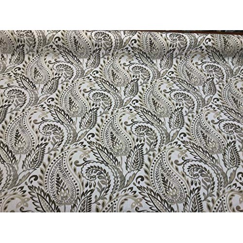 F calgura Paisley Floral Linen Color Fabric by The Yard