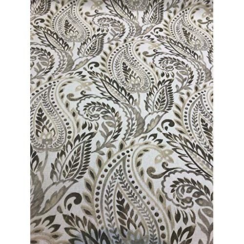 F calgura Paisley Floral Linen Color Fabric by The Yard