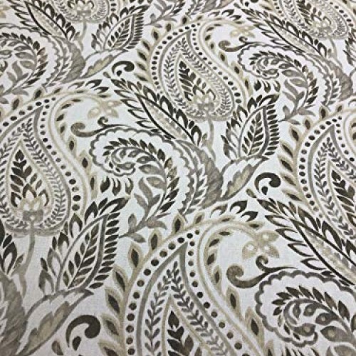 F calgura Paisley Floral Linen Color Fabric by The Yard