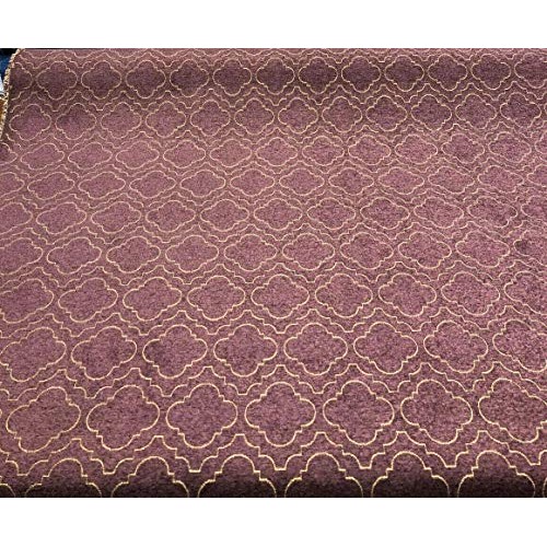 Fabricut Purple Gold Emblem Chenille Upholstery Fabric by the yard