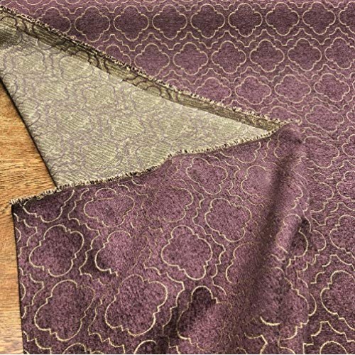 Fabricut Purple Gold Emblem Chenille Upholstery Fabric by the yard