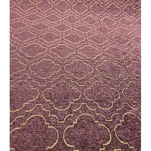 Fabricut Purple Gold Emblem Chenille Upholstery Fabric by the yard