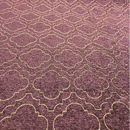 Fabricut Purple Gold Emblem Chenille Upholstery Fabric by the yard