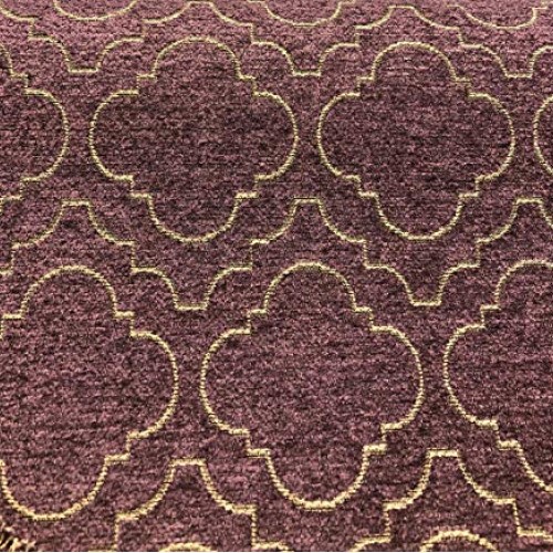 Fabricut Purple Gold Emblem Chenille Upholstery Fabric by the yard