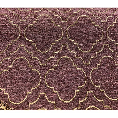 Fabricut Purple Gold Emblem Chenille Upholstery Fabric by the yard