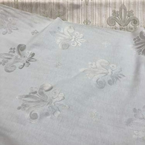 Fleur De Li Oatmeal Stripe Damask Jacquard Drapery Upholstery Fabr...
