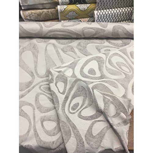 Kaleidoscope Abstract Chenille Gray Upholstery Fabric by the yard