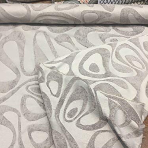 Kaleidoscope Abstract Chenille Gray Upholstery Fabric by the yard