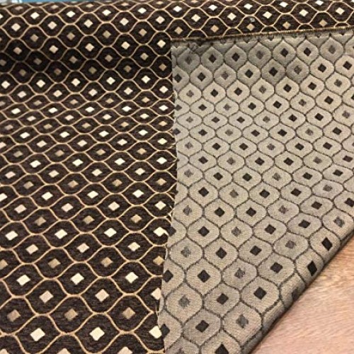 Mercedes Brown Diamond Chenille upholstery Fabric by the yard