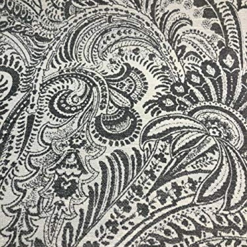 Richloom Grand Paisley Gray Chenille Upholstery Fabric By The Yard