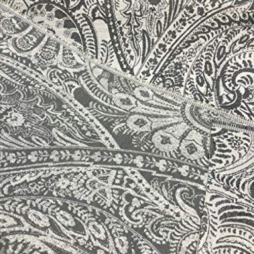 Richloom Grand Paisley Gray Chenille Upholstery Fabric By The Yard