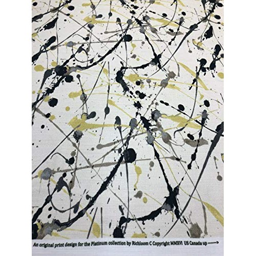 Richloom Platinum Oops Splatter Marble Black White Fabric By the yard