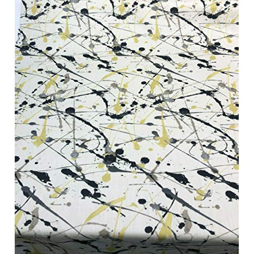 Richloom Platinum Oops Splatter Marble Black White Fabric By the yard
