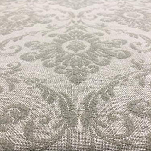 Sonia Damask Khaki Chenille Raised Upholstery Fabric by the yard