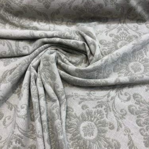 Sonia Damask Khaki Chenille Raised Upholstery Fabric by the yard
