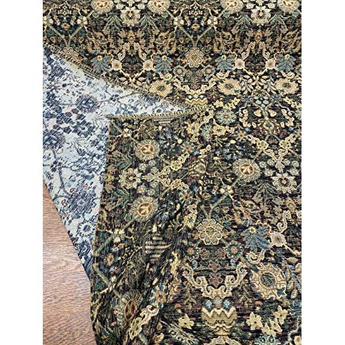 Swavelle Brienne Latex Backed Black Gold Chenille Upholstery Fabri...