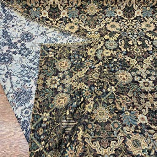 Swavelle Brienne Latex Backed Black Gold Chenille Upholstery Fabri...
