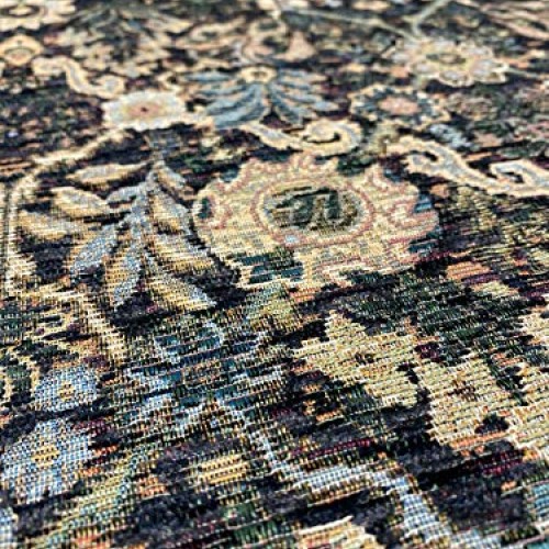 Swavelle Brienne Latex Backed Black Gold Chenille Upholstery Fabri...