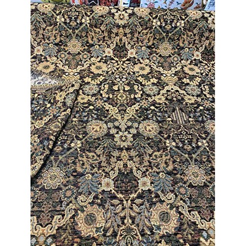 Swavelle Brienne Latex Backed Black Gold Chenille Upholstery Fabri...