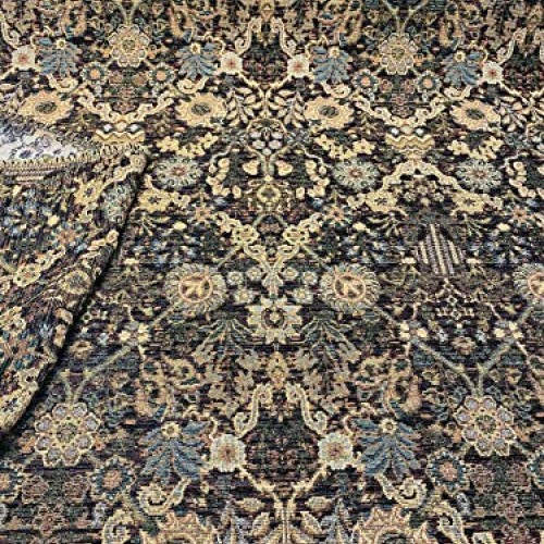 Swavelle Brienne Latex Backed Black Gold Chenille Upholstery Fabri...