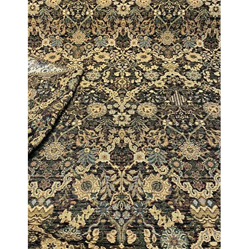 Swavelle Brienne Latex Backed Black Gold Chenille Upholstery Fabri...