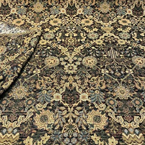 Swavelle Brienne Latex Backed Black Gold Chenille Upholstery Fabri...