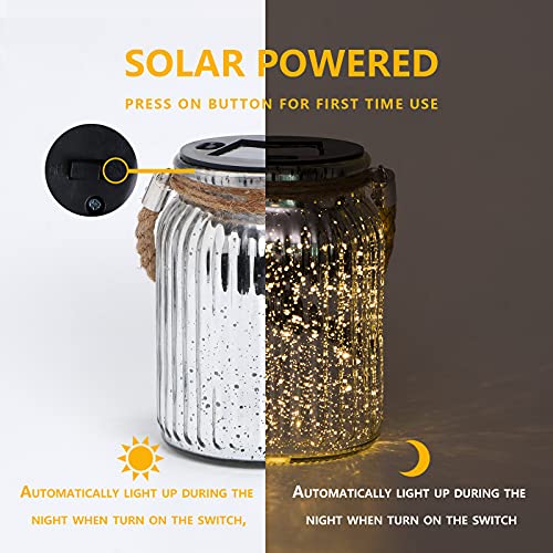 Hanging Solar Lantern Lights Outdoor 2 Pack,20 LED Solar Mercury G...