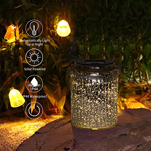 Hanging Solar Lantern Lights Outdoor 2 Pack,20 LED Solar Mercury G...