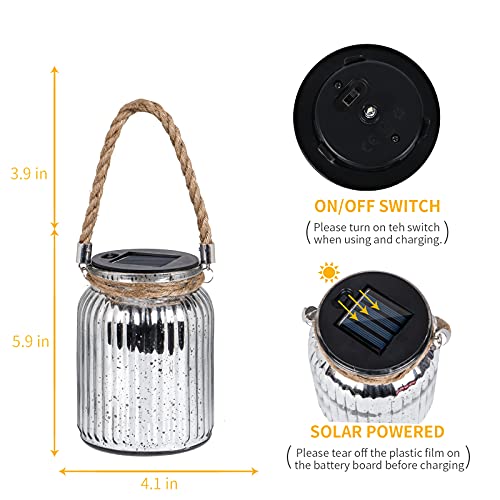Hanging Solar Lantern Lights Outdoor 2 Pack,20 LED Solar Mercury G...