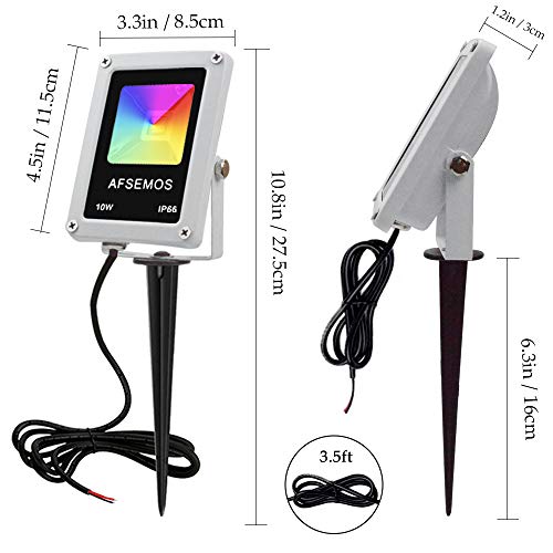 AFSEMOS 10W RGB Landscape Light,12V Low Voltage Color Changing Gar...