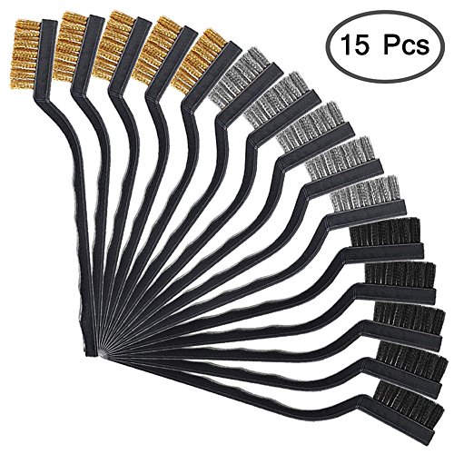 15 pieces Scratch Brush Stainless Steel + Brass+Nylon, AFUNTA Cu...