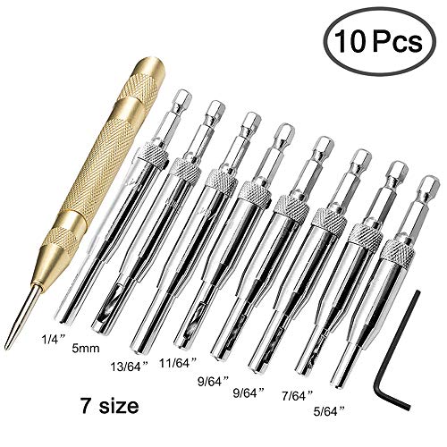 AFUNTA 8 pcs Center Drill Bit Sets with Automatic Center Punch, Se...