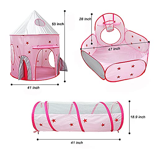 3 PC Kids Pop Up Play Tent with Tunnel,Spaceship Tent with Crawl T...