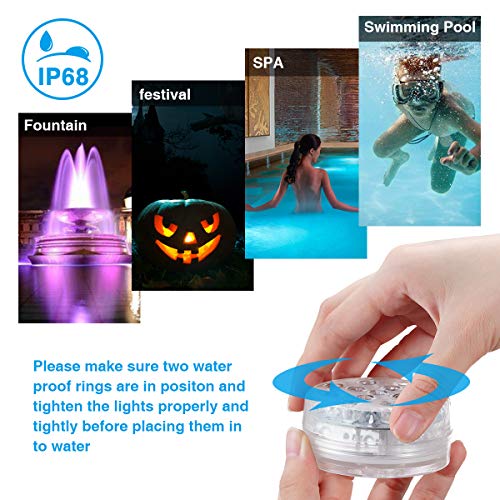 Agelvren Submersible LED Lights, Pond Lights with Magnet, Suction ...