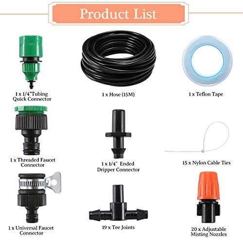 AGSIVO Patio Spray Misters Watering System Kits Accessories for Ou...
