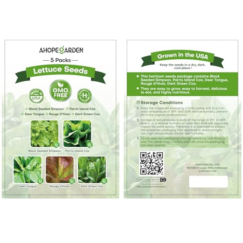 Lettuce Non GMO, Including Rouge dHiver, Dark Green Cos, Black Se...