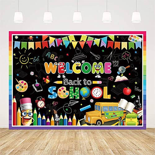 AIBIIN 7x5ft Welcome Back to School Backdrop First Day of School P...