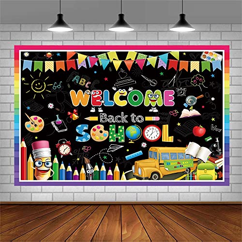 AIBIIN 7x5ft Welcome Back to School Backdrop First Day of School P...