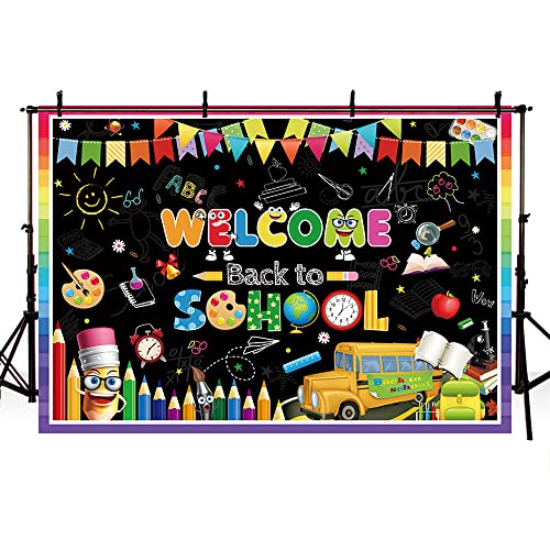 AIBIIN 7x5ft Welcome Back to School Backdrop First Day of School P...