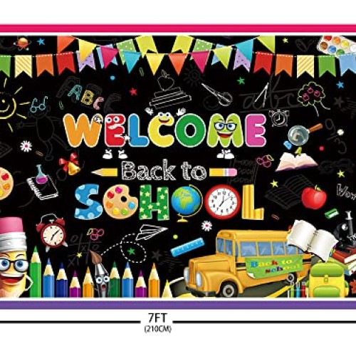 AIBIIN 7x5ft Welcome Back to School Backdrop First Day of School P...
