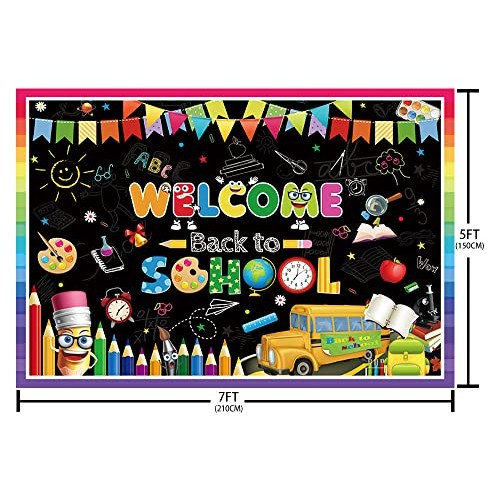 AIBIIN 7x5ft Welcome Back to School Backdrop First Day of School P...