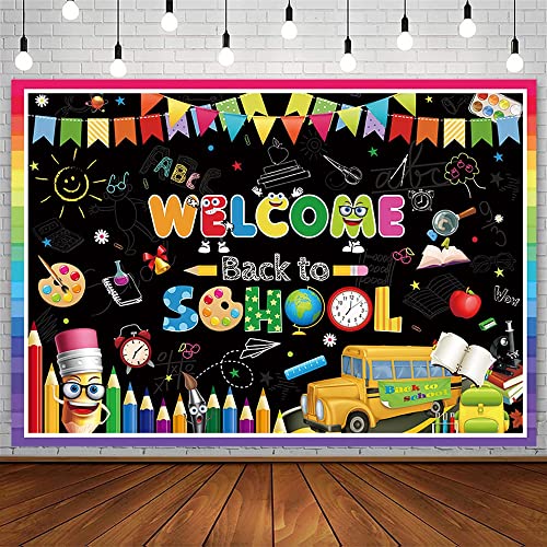 AIBIIN 7x5ft Welcome Back to School Backdrop First Day of School P...
