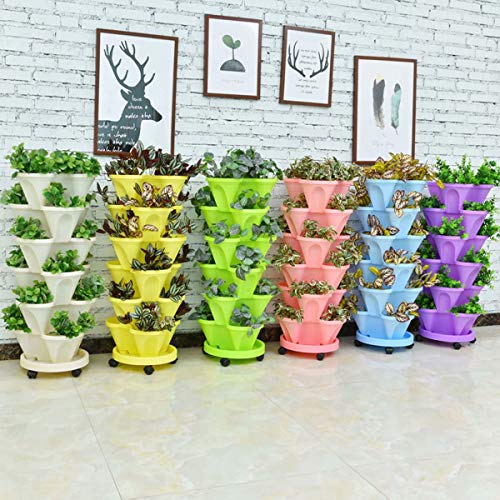 3 Petals 6 Tiered Vertical Gardening Planter Stackable Flower Pot ...