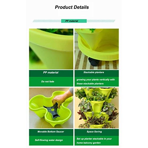3 Petals 6 Tiered Vertical Gardening Planter Stackable Flower Pot ...