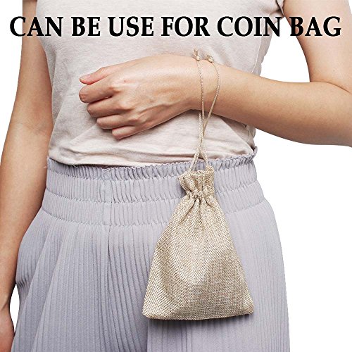 25 Pcs Burlap Bag with Drawstring Linen Burlap Pouches Gift Bags f...