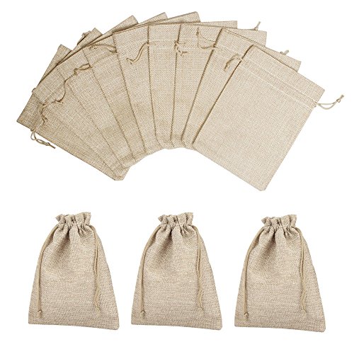 25 Pcs Burlap Bag with Drawstring Linen Burlap Pouches Gift Bags f...