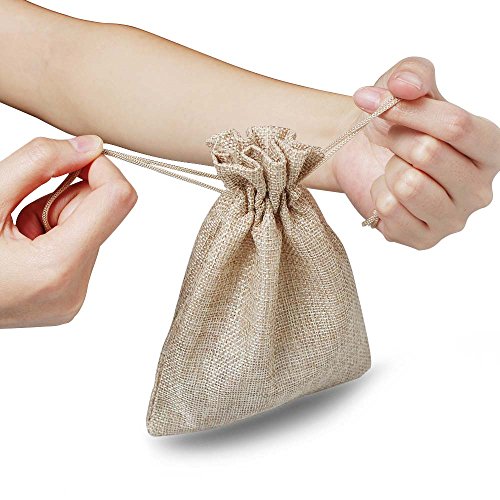 25 Pcs Burlap Bag with Drawstring Linen Burlap Pouches Gift Bags f...