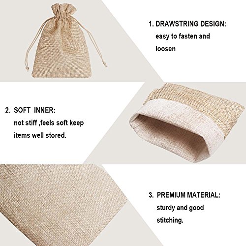 25 Pcs Burlap Bag with Drawstring Linen Burlap Pouches Gift Bags f...