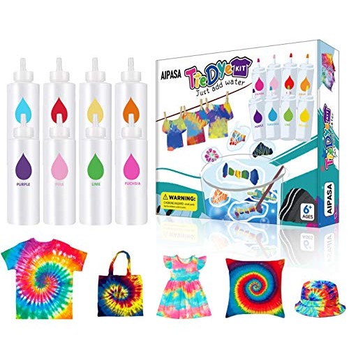 Tie Dye Kit for Kids, AIPASA Tye Dye Kit,16 Dye Packets,8 Color On...