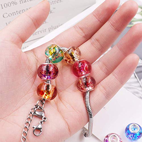 AIPRIDY 100Pcs 15x11mm Painting Murano Large Hole Glass Beads Mix ...